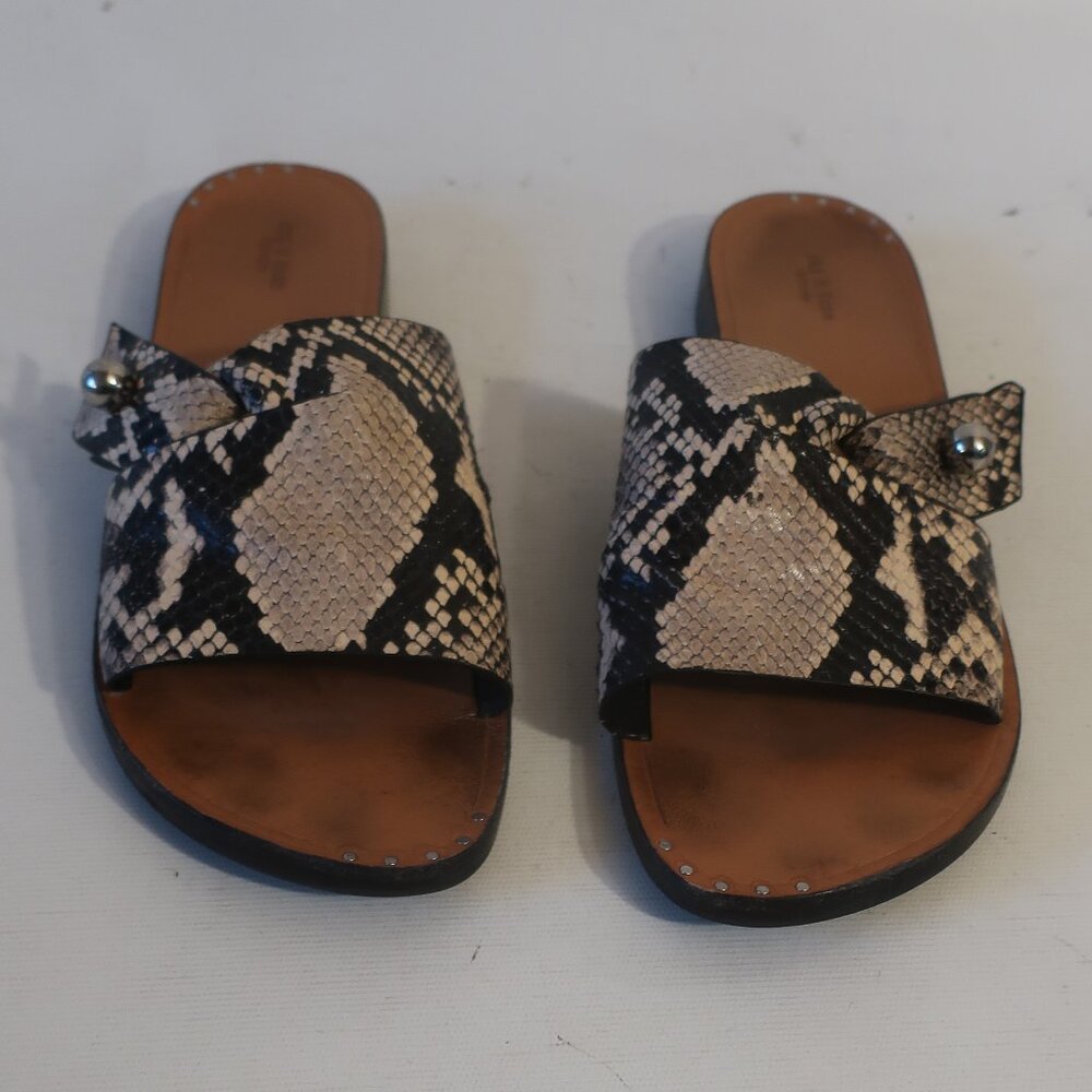 Womens Rag & Bone Black Cream Python Print Arc Fl… - image 1